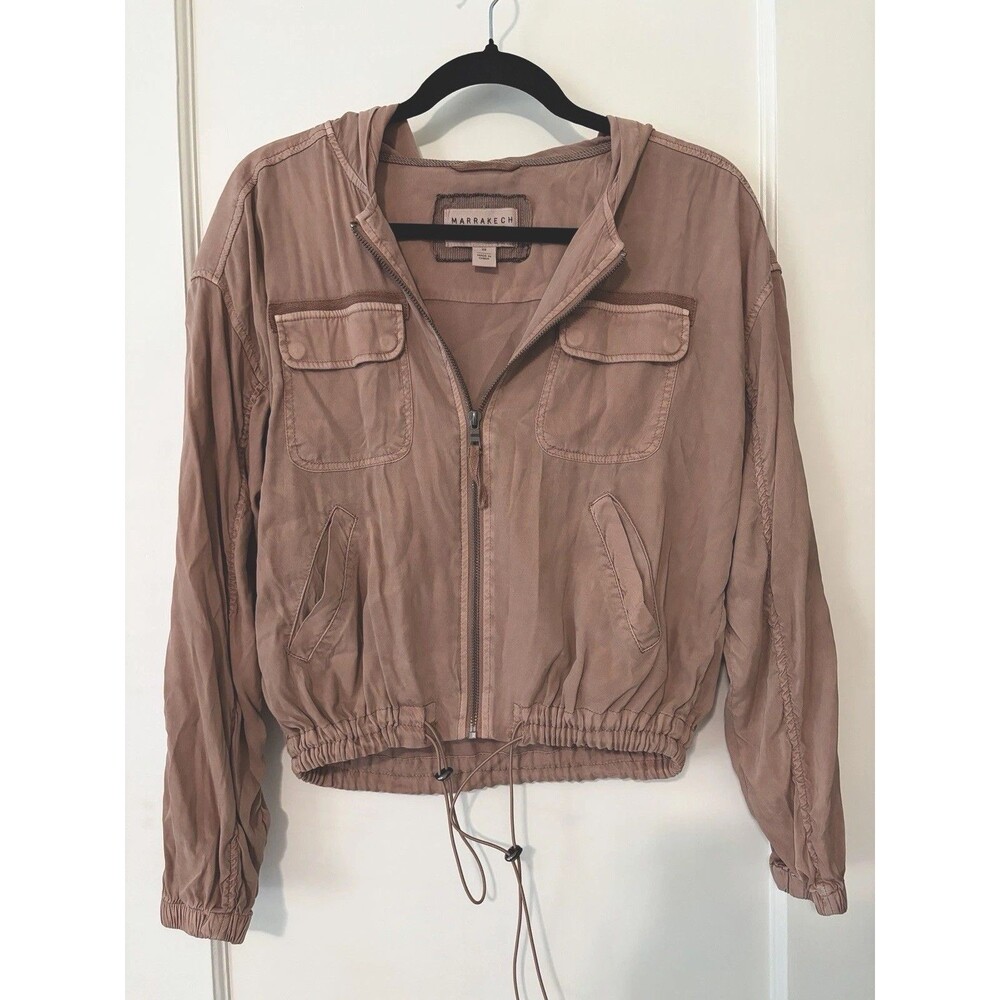 Marrakech Anthropologie Cropped Bomber Jacket XS Blush Rose Utility Lightweight